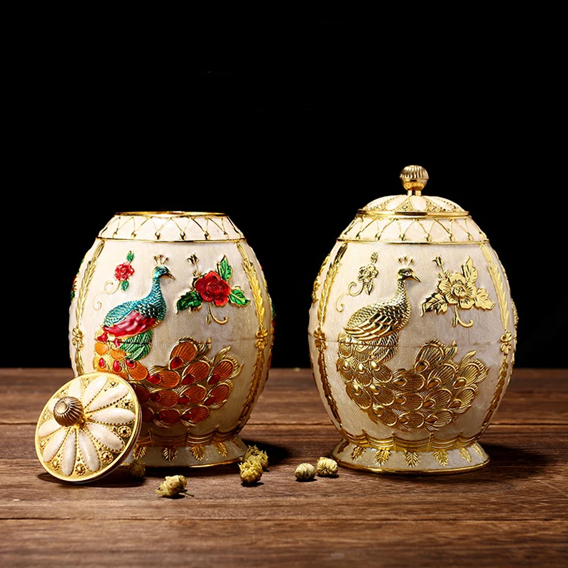 

Creative High-end Enamel Metal Tea Tins European-style Sealed Tins Creative Universal Tea Storage Boxes Tea Containers