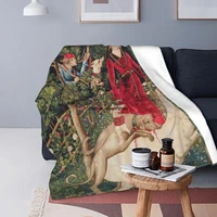 medieval the lady and the unicorn blanket cover flannel retro renaissance ultra soft throw blanket for outdoor travel bedspread