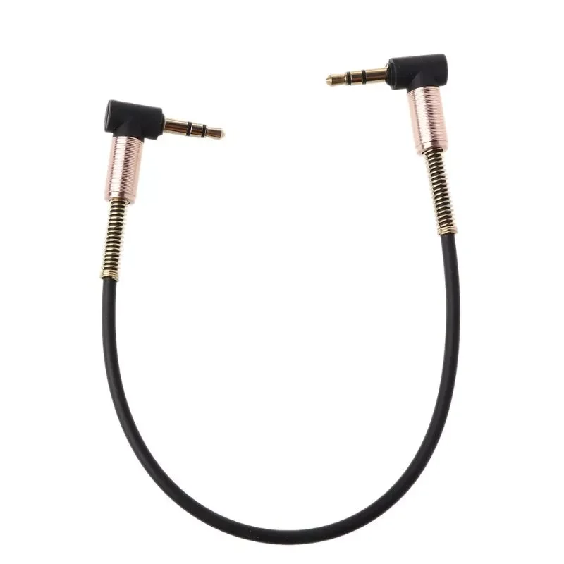 

24cm Dual 90 Degree Nylon 3.5 mm to 3.5mm Male Jack Audio Cable Car Aux Cord for iphone MP3 Speaker