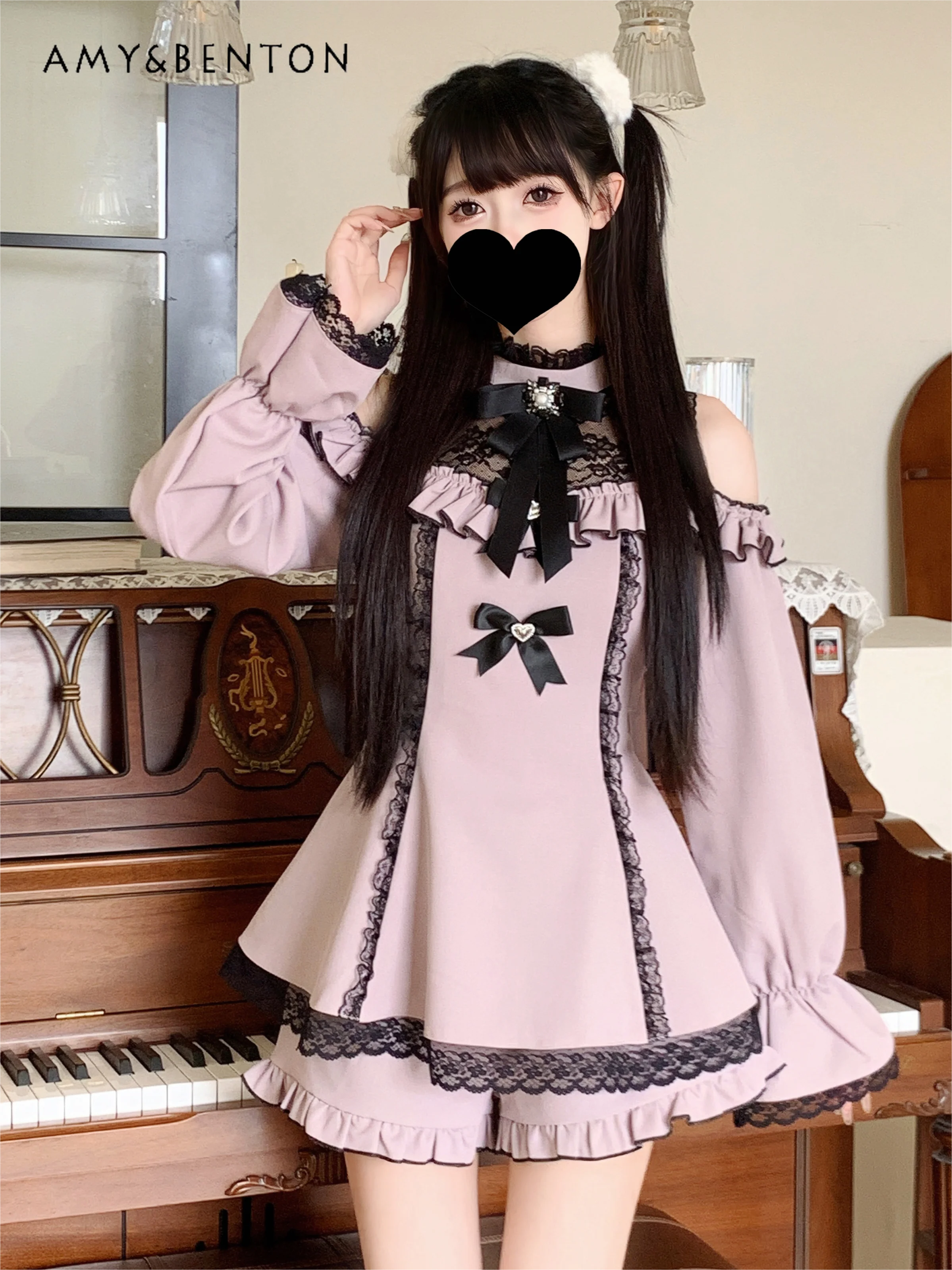 Милый облегающий мини-костюм в японском стиле серии Mine с бантом открытыми