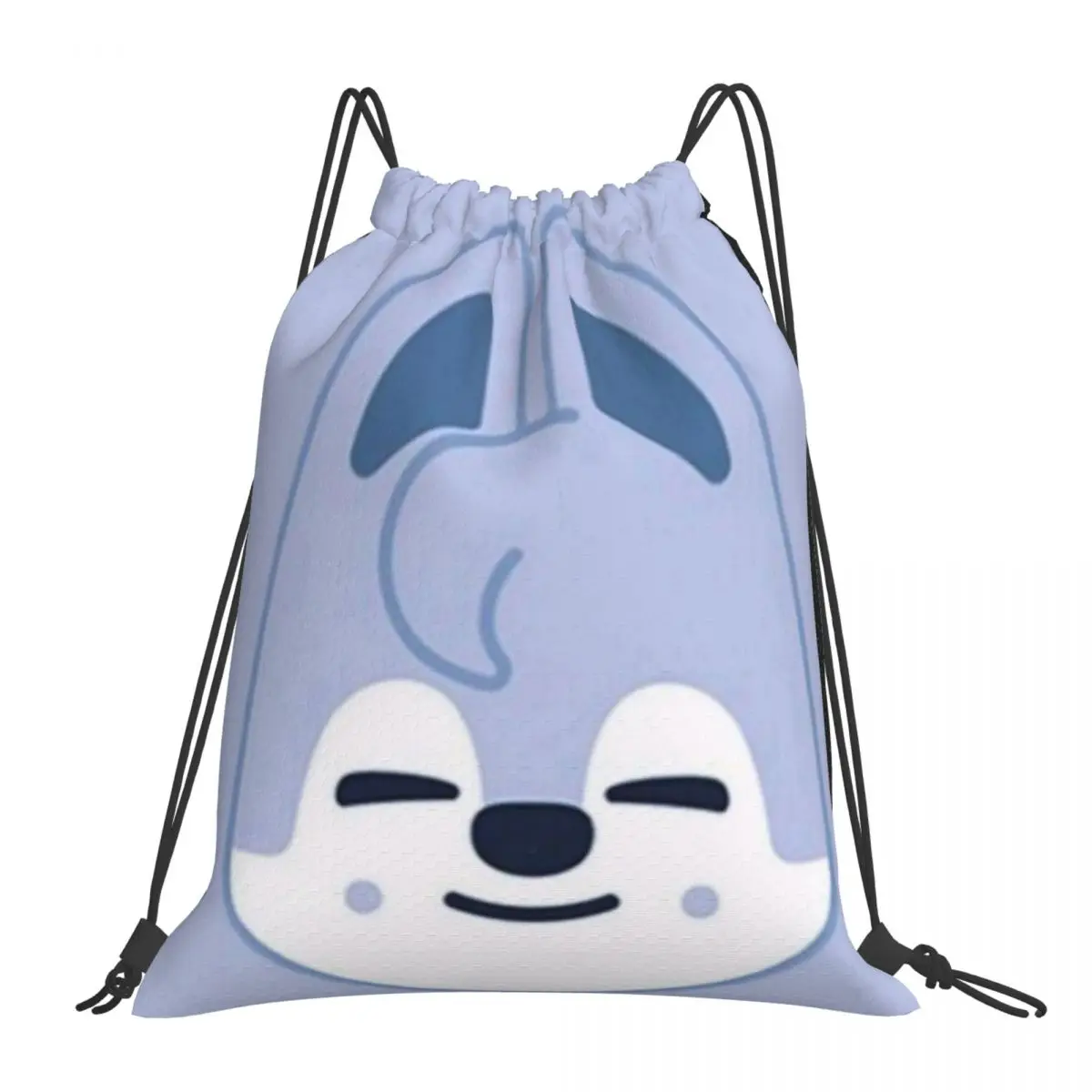 

Stray Kids-wolf-chan Skzoo Face Backpack Portable Drawstring Bag Drawstring Bundle Pocket Sports Bag Book Bags For Travel School