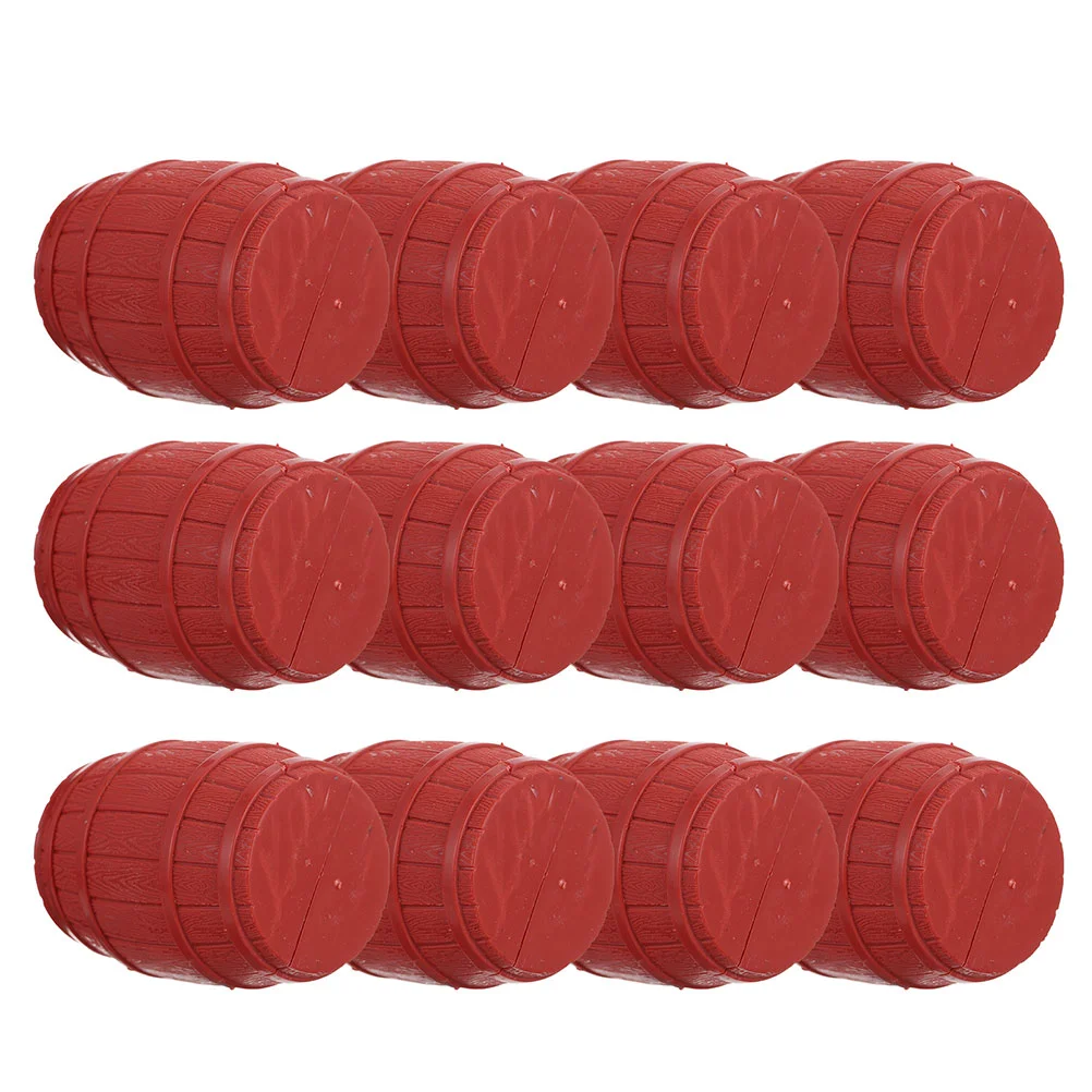 14 Pcs Pirate Barrel Model Toy Playset Mini Barrels Adornments Ship Micro Landscape Decor Miniature Scene Prop Pvc House DIY