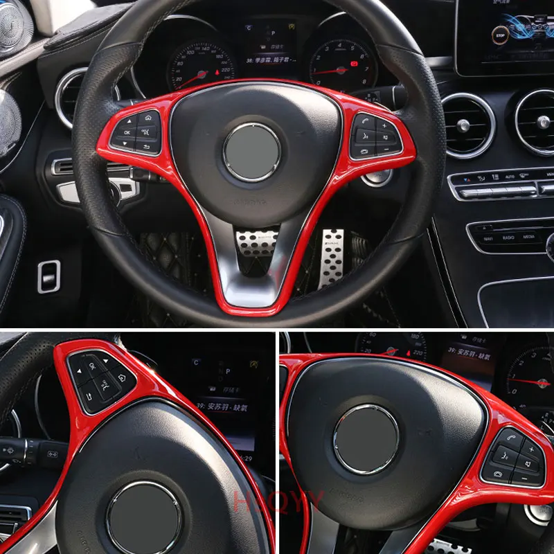 

Car Steering Wheel Button Frame Dcoration Sticker Trim For Mercedes Benz C E W205 W213 GLC X253 Class Interior Accessories