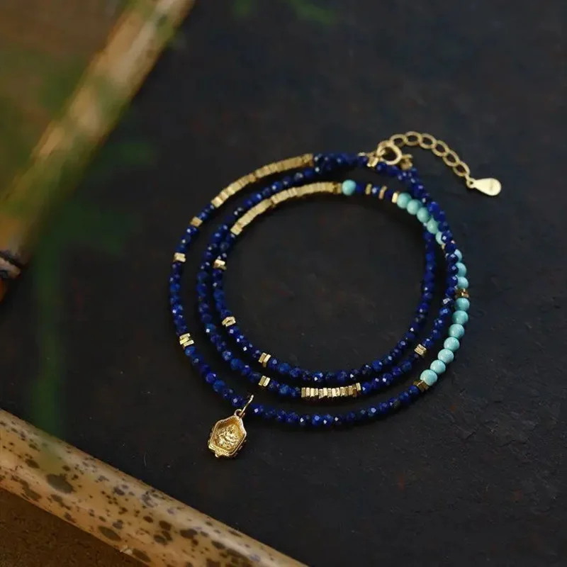 Коллекционные бусины из лазурита ожерелье подвески женская новая цепочка в