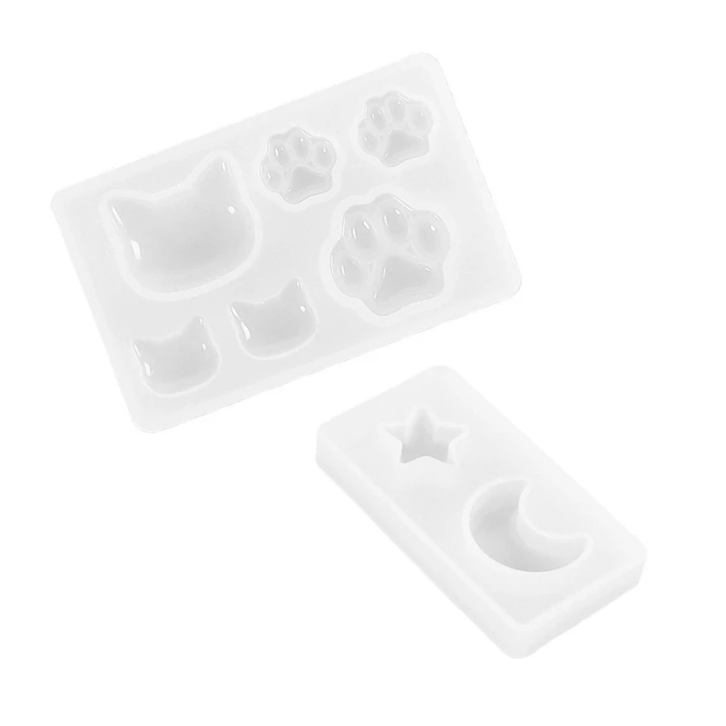 

Cute Cat Paw Shaped Silicone Molds for Resin Casting Moon Star Epoxy Mold Handmade Keychain Pendant DIY Tool for Jewelry