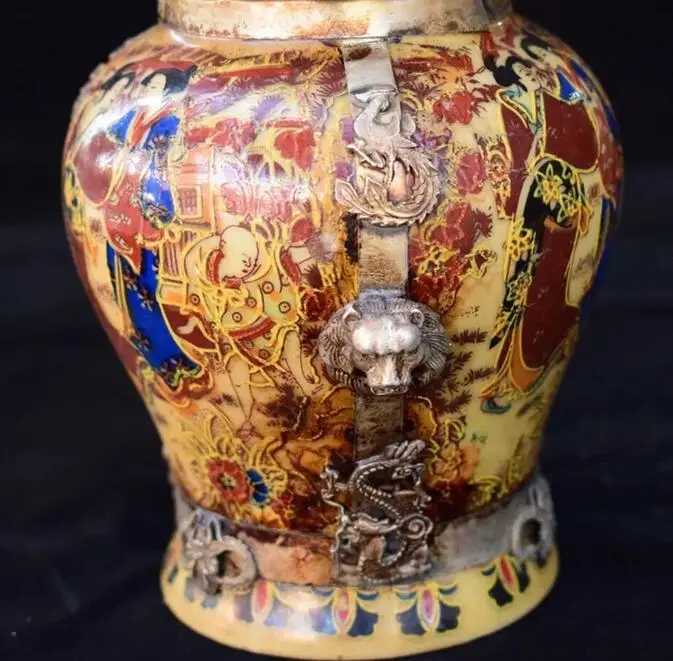 Горшок перегородчатого типа медная шина филигранная эмаль цветочный шелк чайный