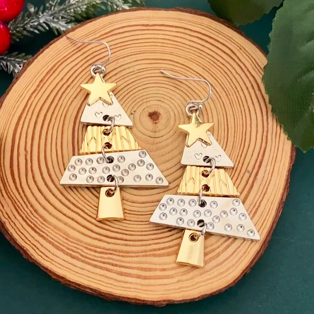Серьги Рождественская елка для женщин новые модные массивные серьги со звездами