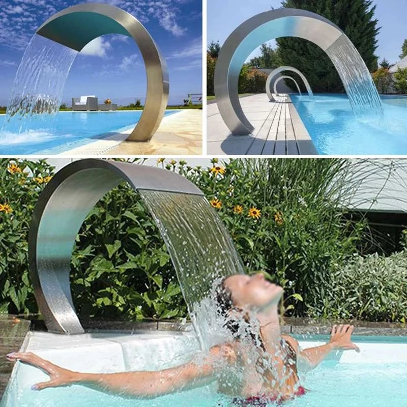 

For Garden Pool Waterfall 60x30cm Stainless Steel Pool Water Fountain Pond Swimming Feature Decorative Hardware Faucet