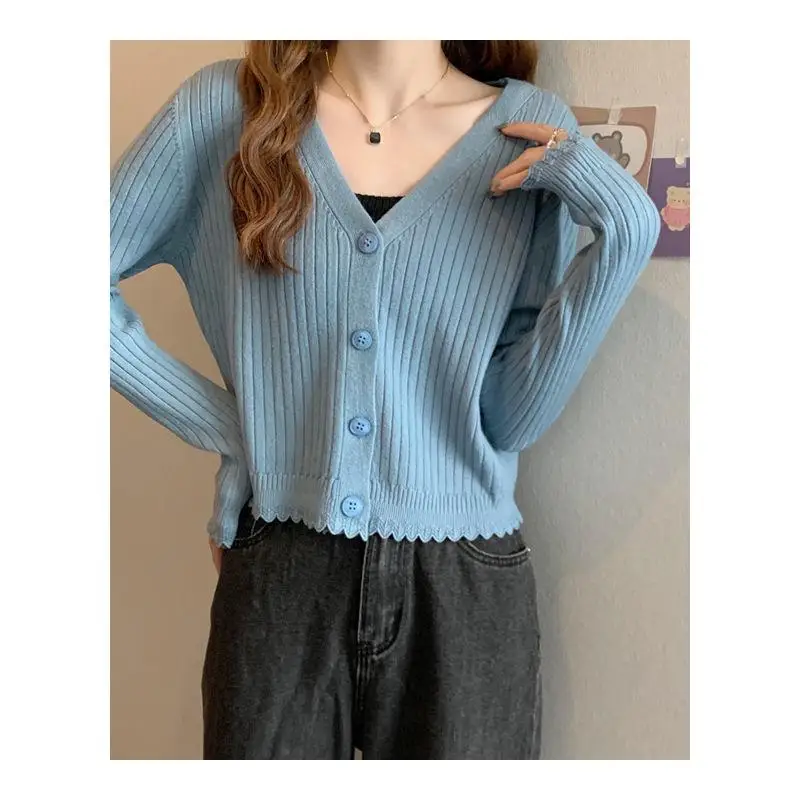 Вязаный крючком Женский пикантный кардиган с V-образным вырезом винтажный свитер