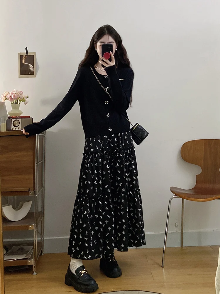 Корейская серия с полным комплектом осенне-зимней одежды Вязаный кардиган