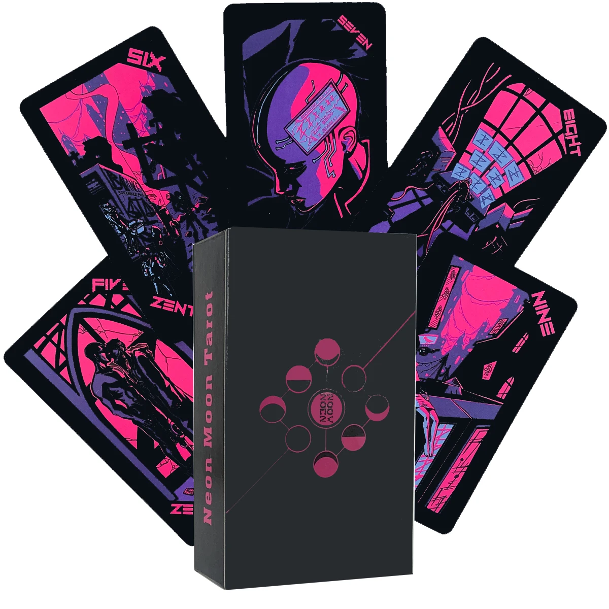 Baraja de Tarot Neon Moon-tamaño de bolsillo con caja de Tuck, cartas de Tarot para el destino, juego de mesa de adivinación, Tarot y una variedad de opciones de Tarot