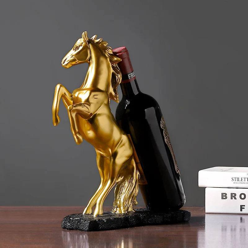 

Golden Horse Wine Rack TV cabinet living room porch coffee shop handicrafts resin decoration home supplies