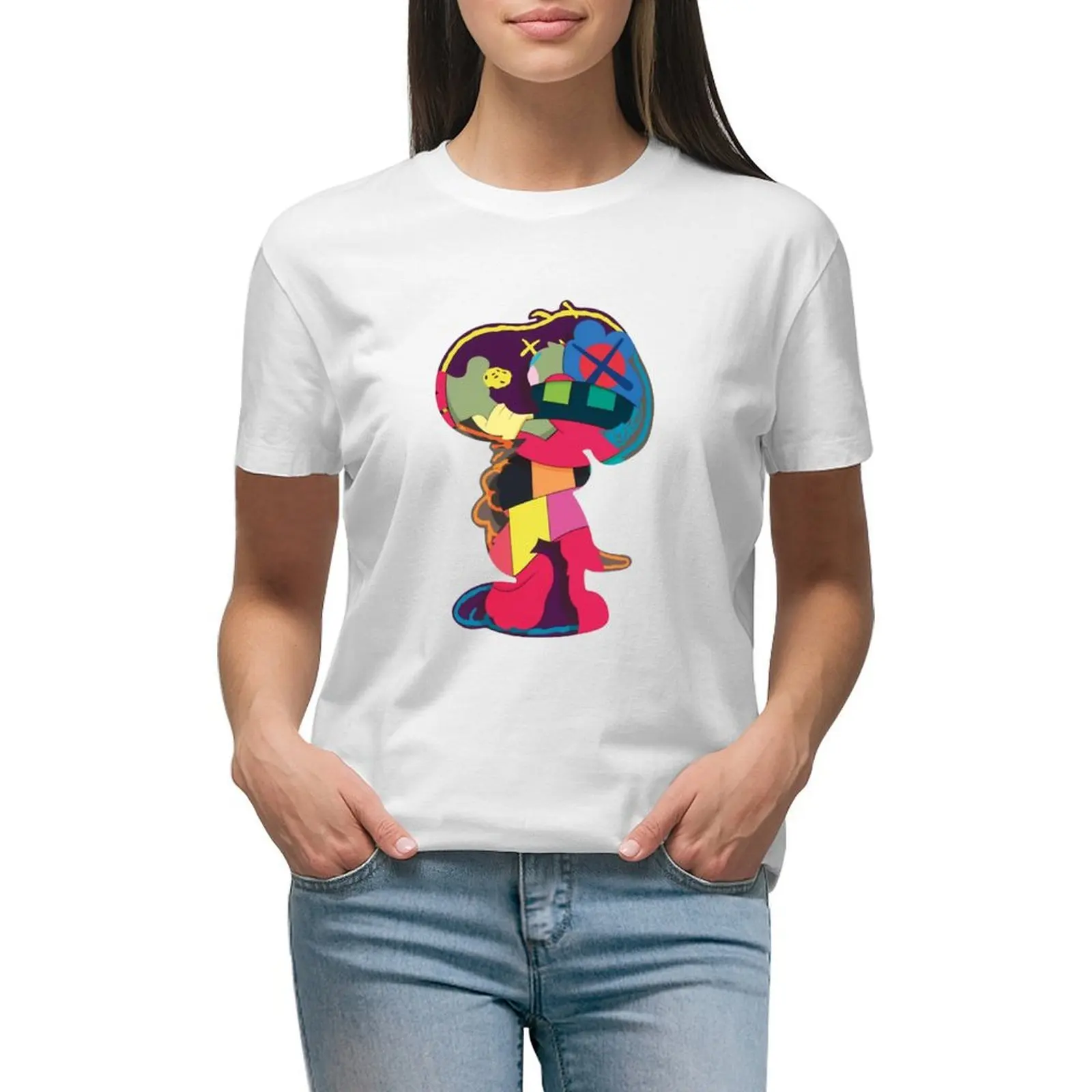 Симпатичная Цветная Футболка Happy dog женская одежда блузка женские футболки