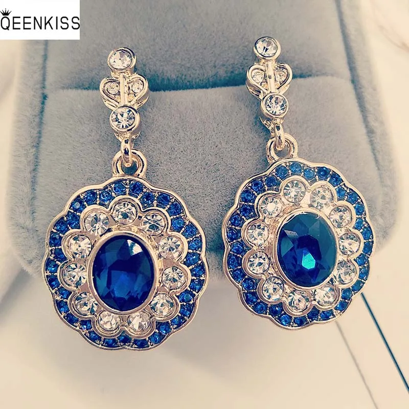 

QEENKISS EG6235 Jewelry Wholesale Fashion Woman Girl Birthday Wedding Gift Retro Round AAA Zircon Antique Silver Drop Earrings