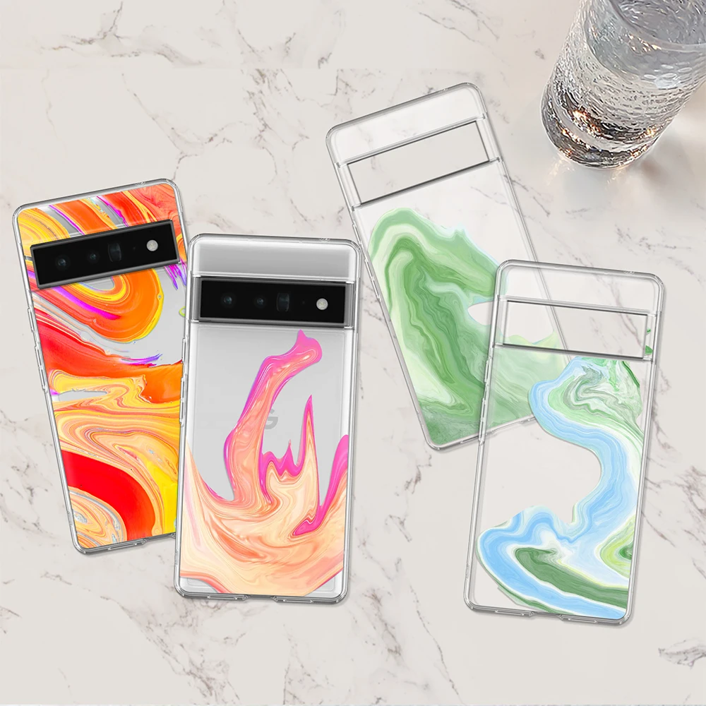 

Transparent Soft TPU Phone Case for Google Pixel 7a 7Pro 6a 6 6Pro 5 5a 5G 4XL 4 2 3 XL 3a 3aXL 4a 7 Painted Graffiti Cover