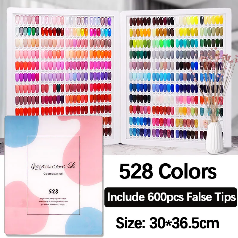 Libro de exhibición de uñas de 400/528/120 colores, cubierta acrílica de cuero, tabla de exhibición de esmalte de Gel, tarjeta de Color con puntas falsas, estante de exhibición