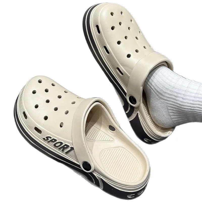 Фото 2025 Новый тип обуви на какашки Feeling Croc, женская летняя одежда, не уставшие ноги, Eva, толстая подошва, нескользящие пляжные сандалии с защитой от запаха №1