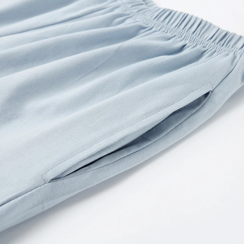 Summer Cotton Sleep Bottoms Mens Sleepwear Casual Pants Solid Color Male Sleeping Shorts Loose Comfortable Sleeping Short Pants