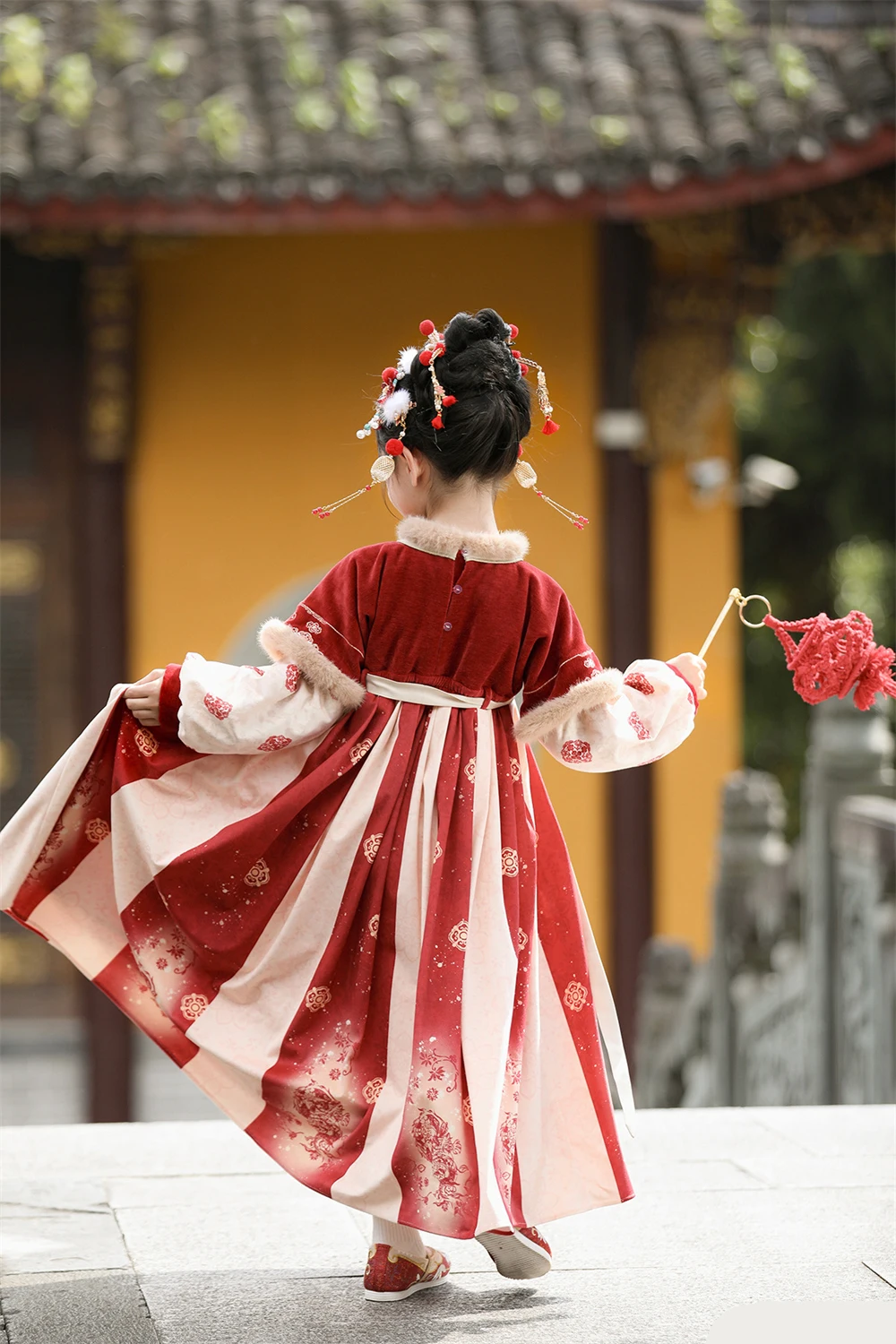 Осенне-зимнее платье принцессы Hanfu для девочек детская традиционная китайская