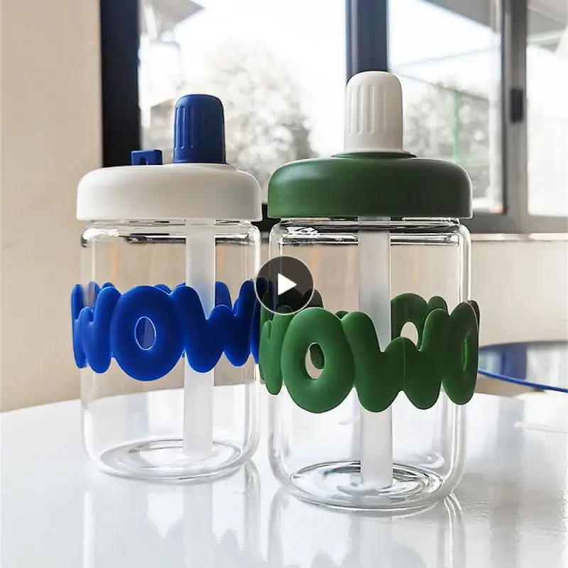 

Portable Glass Water Cup Leak-proof High Borosilicate Glass Straw Glass Cup Simple Water Cup