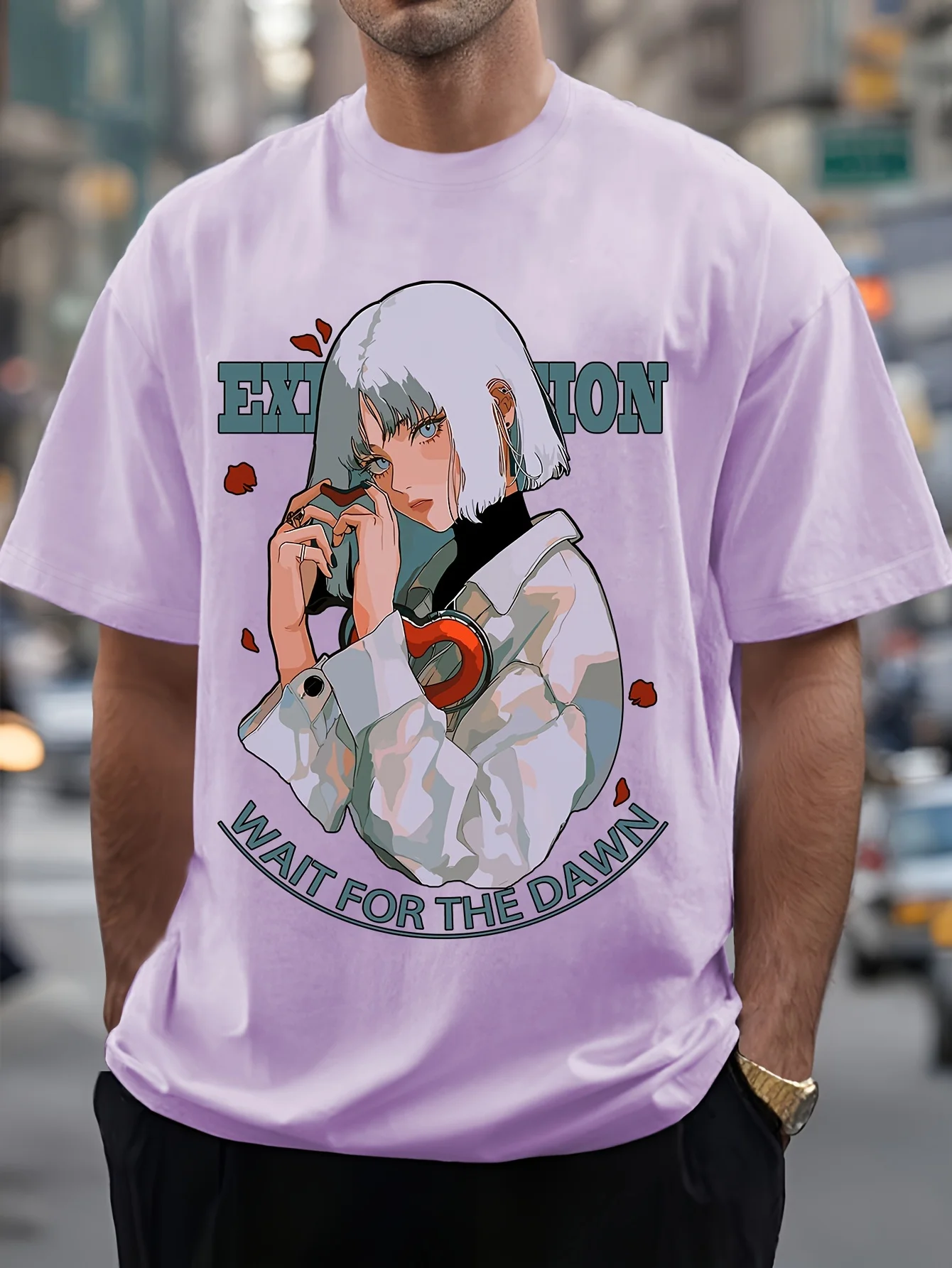 Stylish Anime Girl Graphic Print Men's Short Sleeve Round Collar Street Style T-shirt For Summer &amp Spring