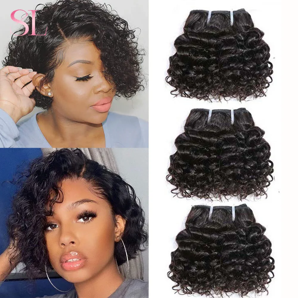 Kinky Curly Hair Bundles Double Draw Malaysian Remy Human Hair Extensions Weft Natural Dark Brown Deep Wave Human Hair Bundles