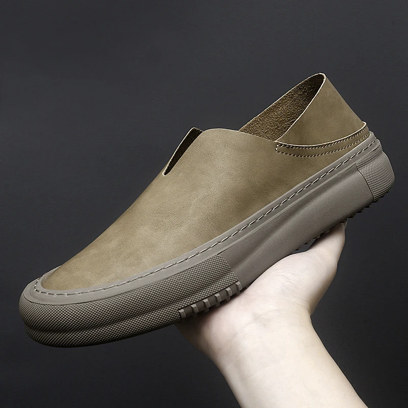 

Men Casual Shoes Leather Fashion Men Sneakers Handmade Breathable Slip on Mens Loafers Moccasins Luxury Brand Boat Shoes
