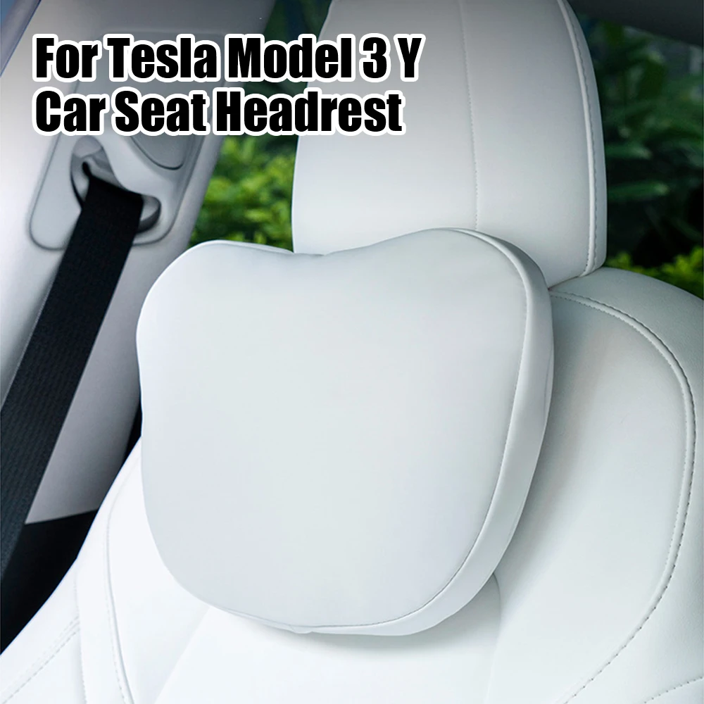 

For Tesla Model 3 Y Soft Memory Neck Pillow Headrest Lumbar Support High-Quality Leather Car Seat Neck Pillow