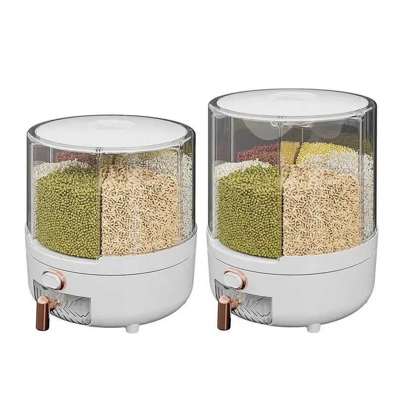 

Rice Dispenser Visible Design Rotatable Rice Storage Container Kitchen Grain Storage Container For Countertops Lid Removable