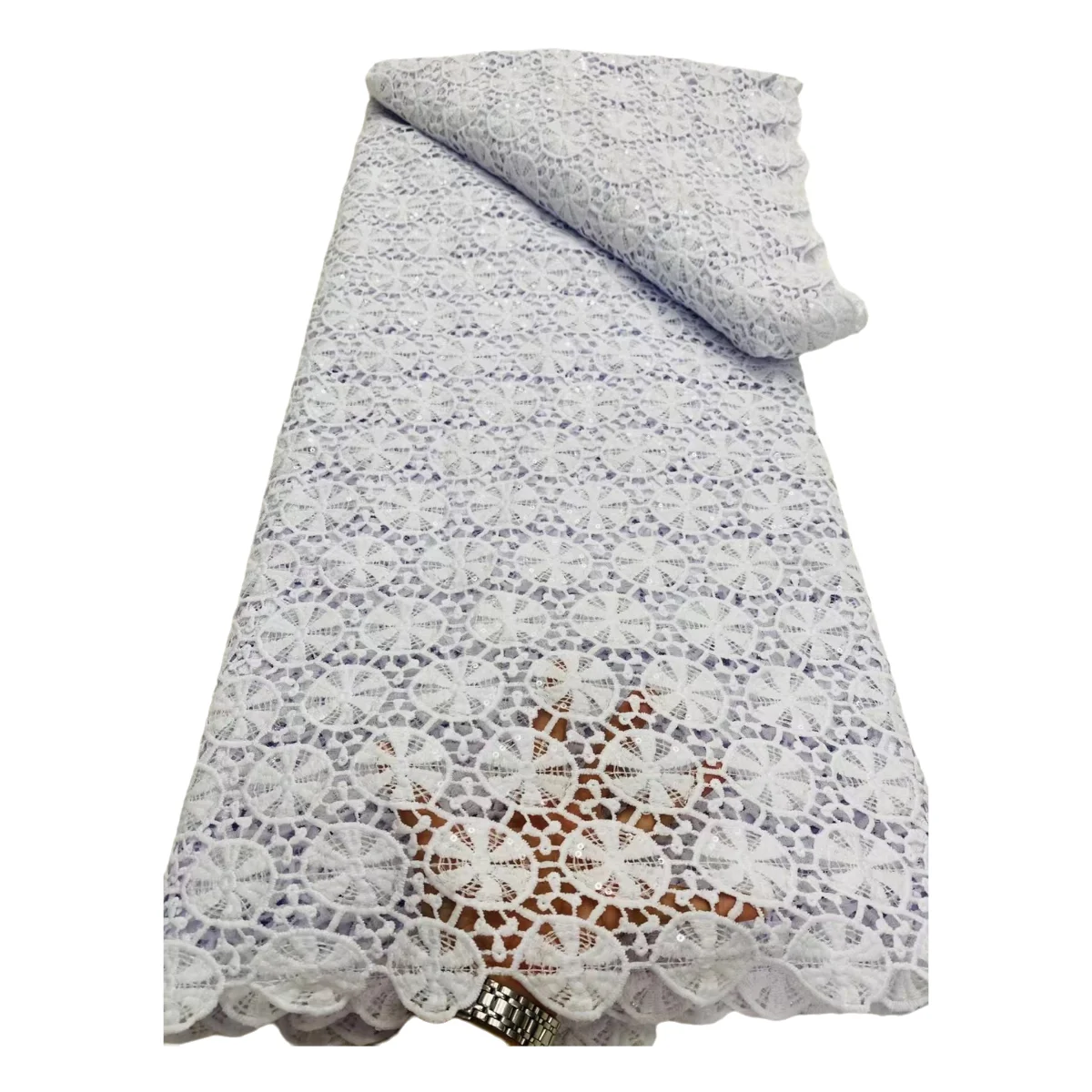 Белая свадебная гипюровая ткань с блестками ремесленный шнур кружево для