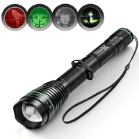 uniquefire 1508 t38 led zoom flashlight white green red light adjustable 3 modes lamp torch for outdoor hunting camping