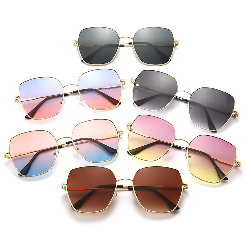 

Full Frame Gradient Metal Women's Sunglasses Gold Frame Mirror Lens Shades UV400 Retro Rimless Men Sun Glasses