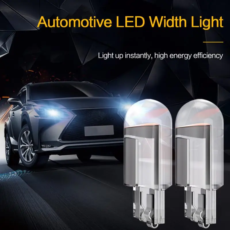 

10 PCS W5W LED Canbus T10 Car Lights COB Glass Interior Parts Bulbs 6000K White Auto License Plate Lamp Dome Read Signal Light
