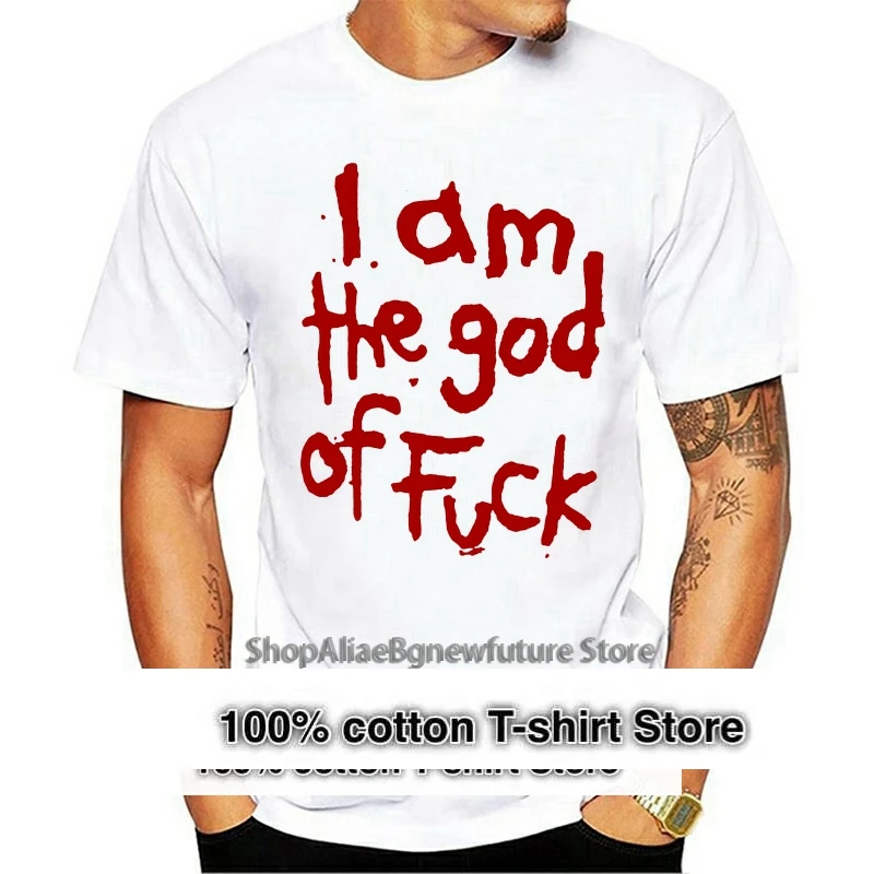 

90s Marilyn Manson T-Shirt I Am The God of f HOT ITEM Size S-2XL Top Quality Cotton Casual Men T Shirts Men