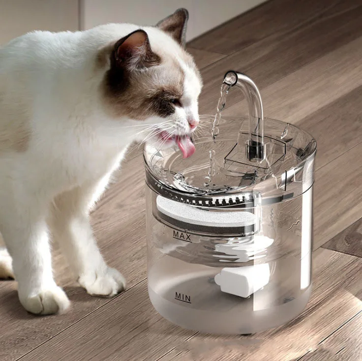 

2L Intelligent Cat Water Fountain with Faucet Dog Water Dispenser Transparent Drinker Pet Drinking Filters Feeder Motion Sensor