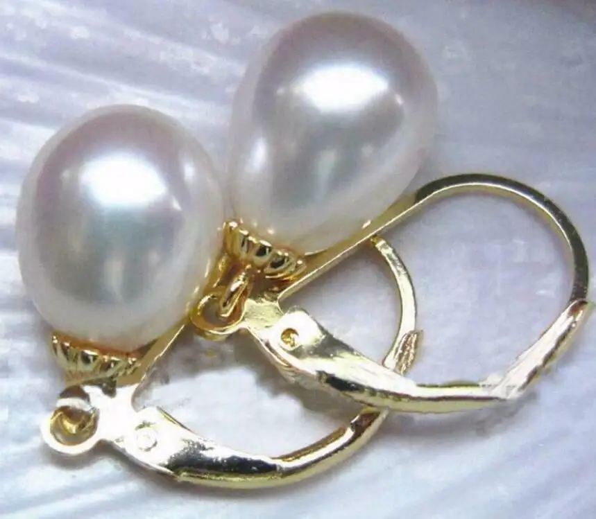 

Gorgeous AAA 10-12mm Real Natural South Sea White Pearl Earrings
