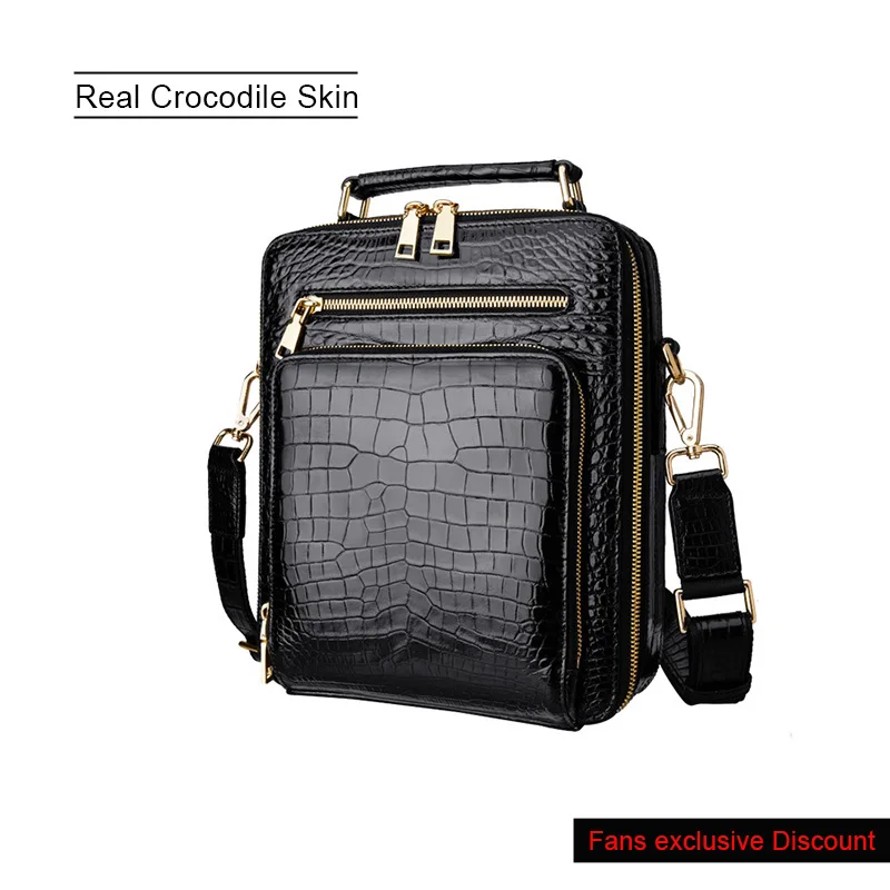 Real Luxury Crocodile Skin Handbag for Men Genuine Leather Crossbody Shoulder Office Bag Mini Business Briefcase Festival Gift