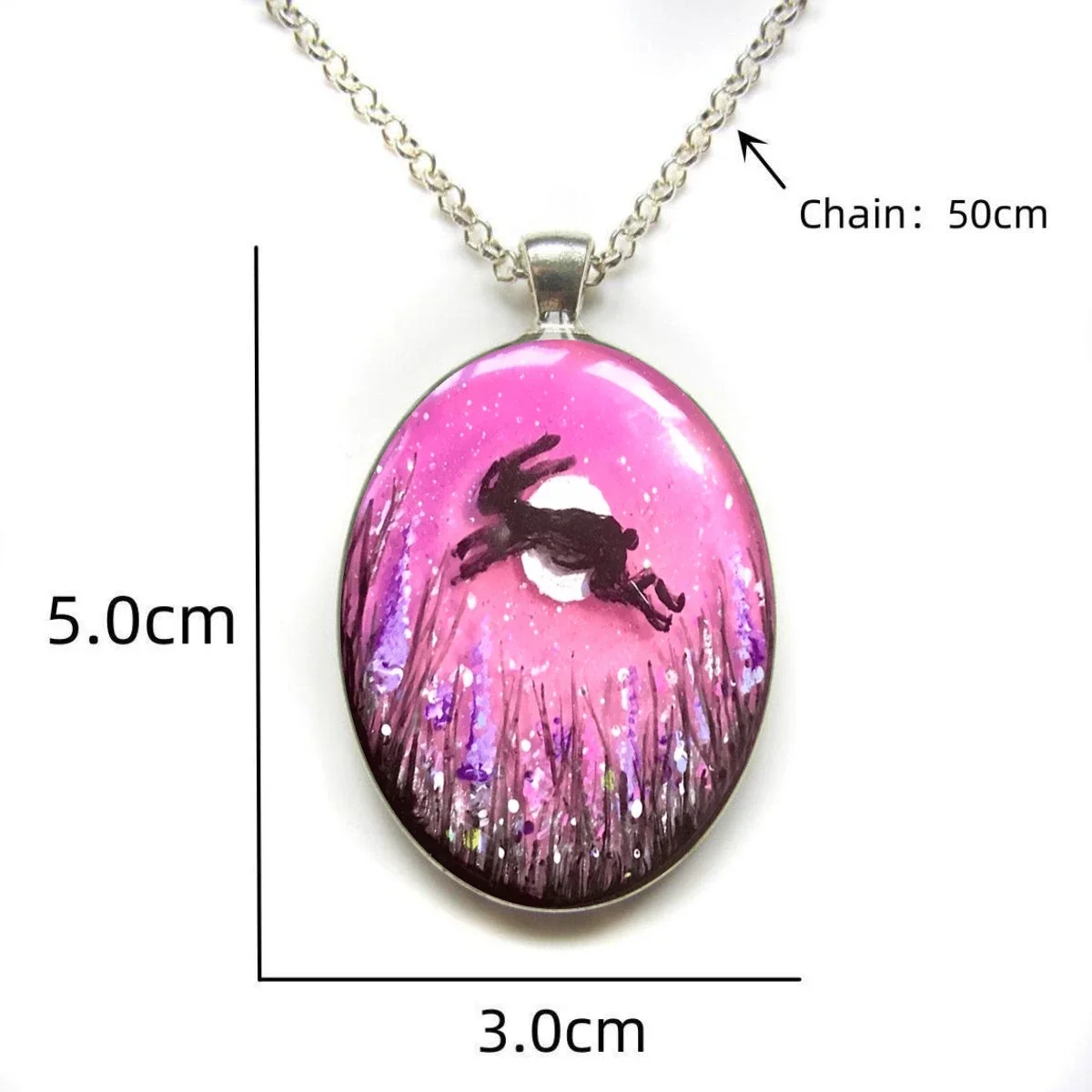 Уникальное ожерелье-подвеска в богемном стиле с ручной росписью Leaping заяц