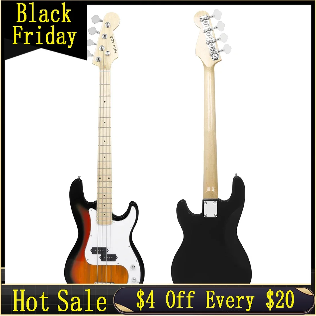 

SLADE New Electric Bass Guitar 4 Strings 20 Frets Electric Bass Set Maple Fingerboard Maple Neck Electric Bass with Amplifier