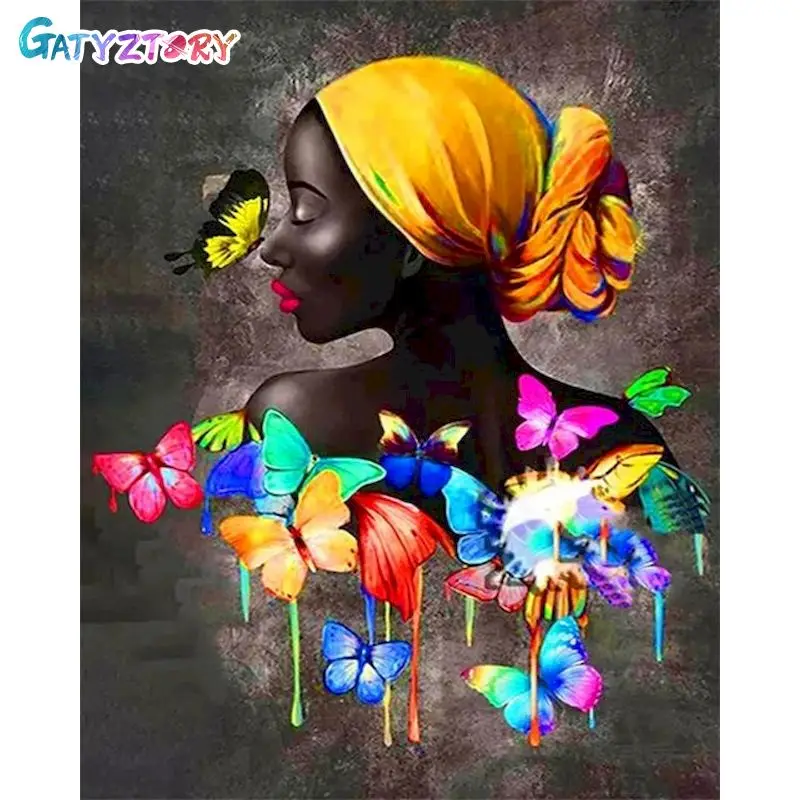 

GATYZTORY DIY Pictures By Number Butterfly Girl Kits Coloring By Numbers Figure Drawing On Canvas Hand Painted Paintings Gift Ho