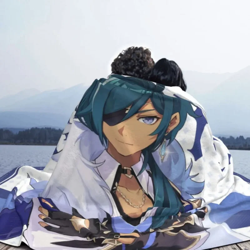 Одеяло Genshin Impact Kaeya флисовое осенне-зимнее переносное легкое одеяло в стиле аниме