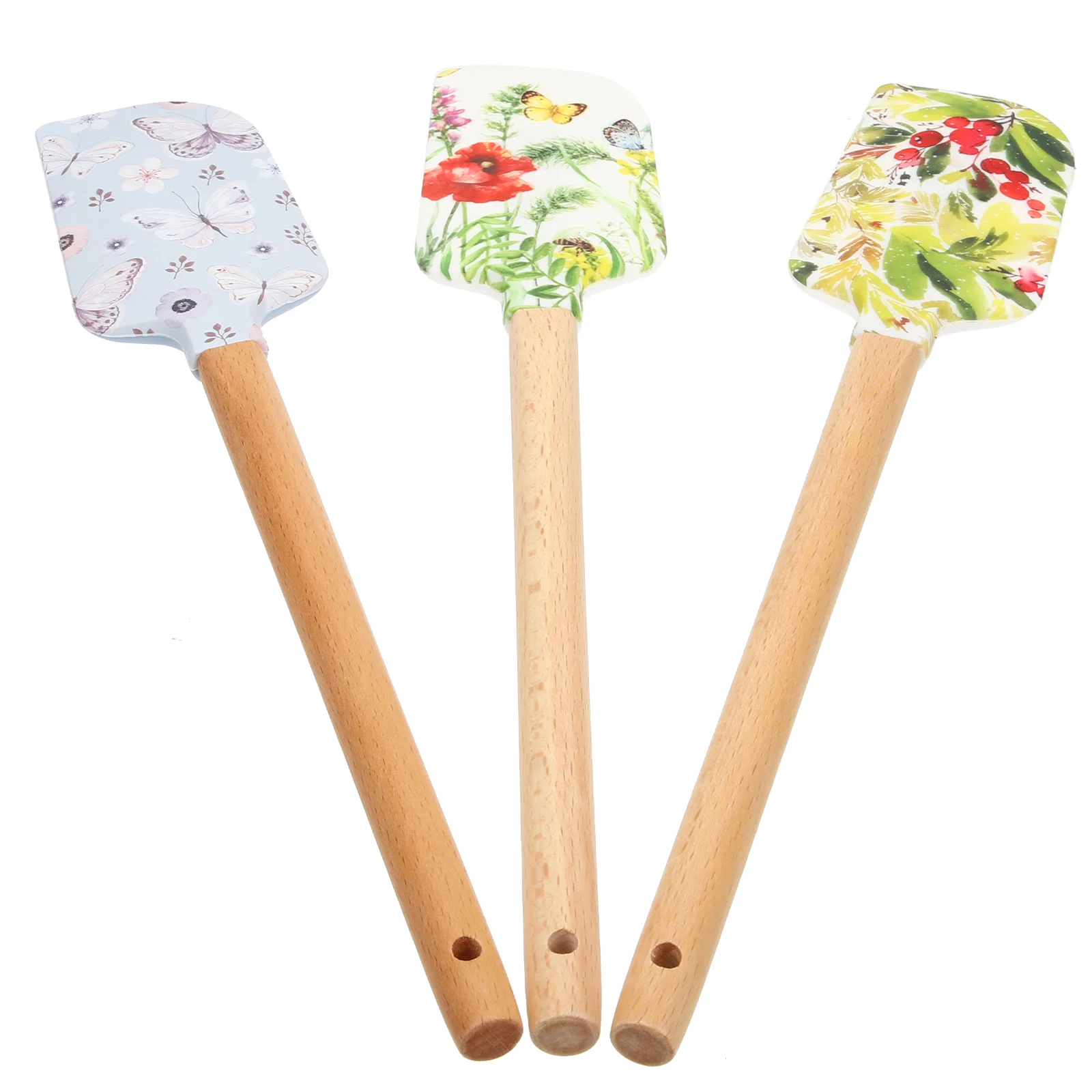 

3pcs Butter Spatulas Silicone Cake Spatulas Wooden Handle Cake Scrapers Pastry Tools
