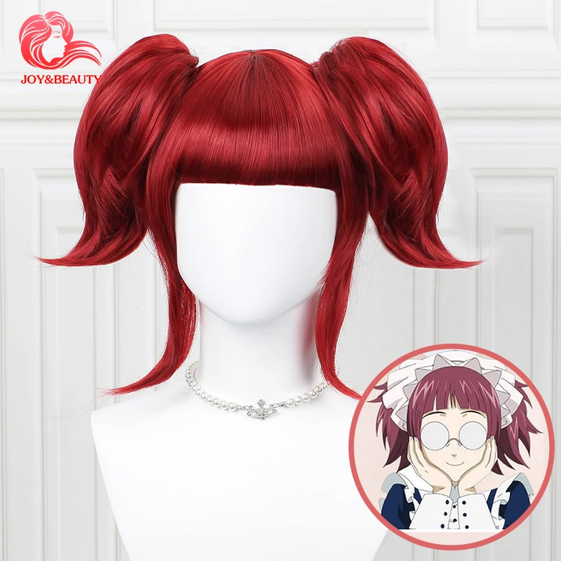 

JOY&BEAUTY Black Butler Mey Rin Burgundy Cosplay Ponytail Heat Resistant Synthetic Hair+Free Wig Cap