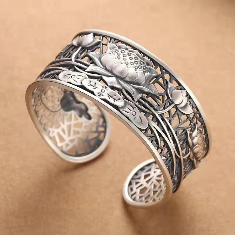 

Новый Ретро Браслет в этническом стиле, старый супер широкий полый браслет для матери и девушки, ювелирные аксессуары