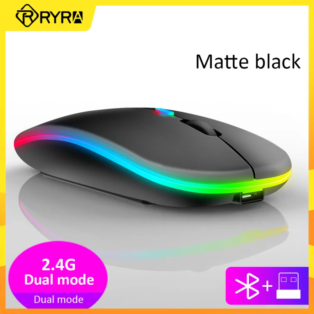 

RYRA беспроводная мышь геймер перезаряжаемая Bluetooth компьютер Mause RGB LED подсветка эргономичная игровая мышь для ноутбука ПК мыши