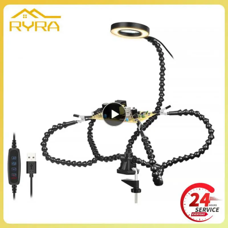 

Welding Desk Clip PCB Soldering Holder 3X Magnifier With LED Light Welding Helping Hand Flexible Arm Soldering Hand Tool Clamp