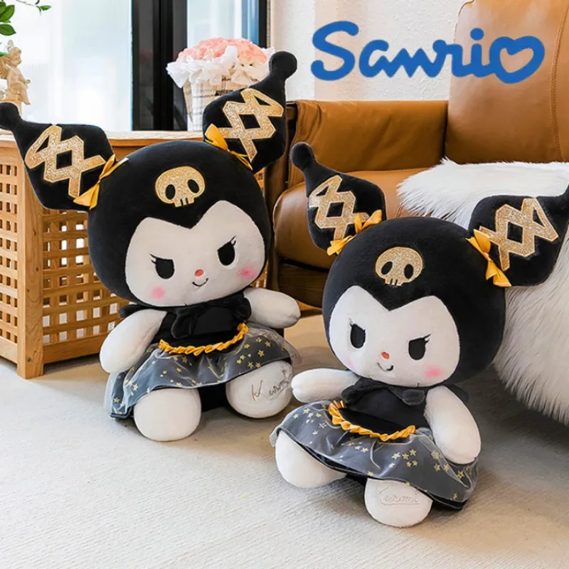 

Black Kuromi Sanrio Plush Stuffed Dolls Kawaii Cartoon Sofa Cushion Pillow Dark Gothic Lace Plush Toys Birthday Gift For Girls