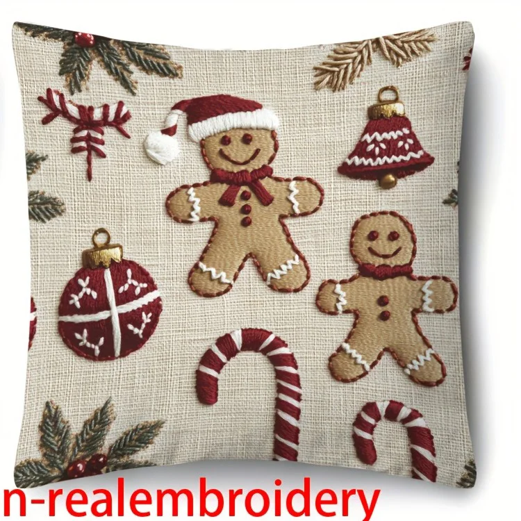 1 шт./4 шт. рождественские наволочки с пряниками: праздничный декор с 2D принтом для вашего дома, украшение для дивана, комнаты, праздничное украшение для дома