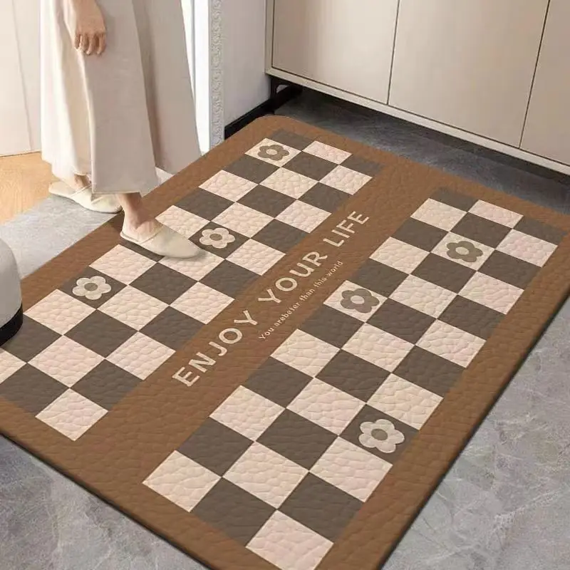 

Entrance Door Mat Non-Slip Wire Loop Balcony Floor Mat Bedroom Living Room Carpet Floor Mat Gray Khaki Door Rug Home Decor