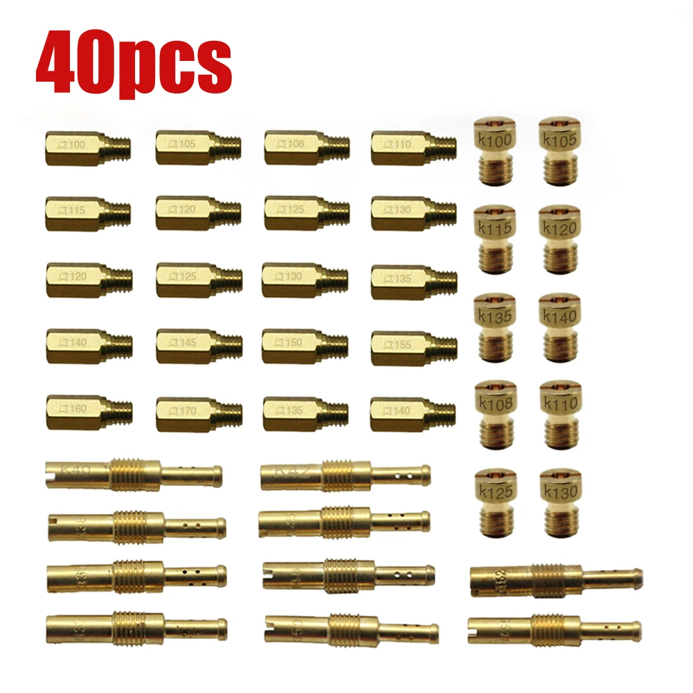 

40Pcs Carburetor Main Jets With Slow Pilot Jets Kit For Keihin PWK OKO Carbs Motorcycle Carburetor Main Jets Carb Parts